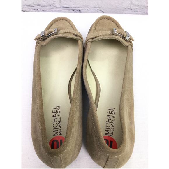 Michael Michael Kors Almond Toe Buckle Suede Preppy Minimalist Tan Loafer 10M - Picture 8 of 13